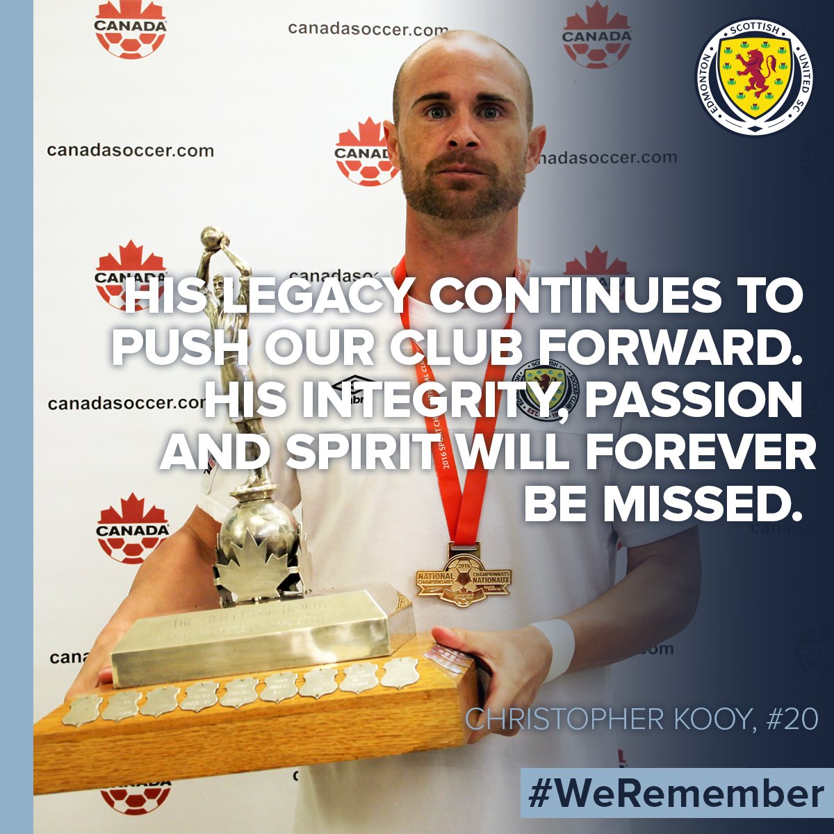scottishunited's tweet photo. Today, on his birthday, let's celebrate the incredible impact Chris Kooy has had on our sports community. A friend to so many, a treasured teammate, a fierce competitor, a wonderful mentor and a loving family member. 

#WeRemember #Kooy20 https://t.co/s6AhszKQNg