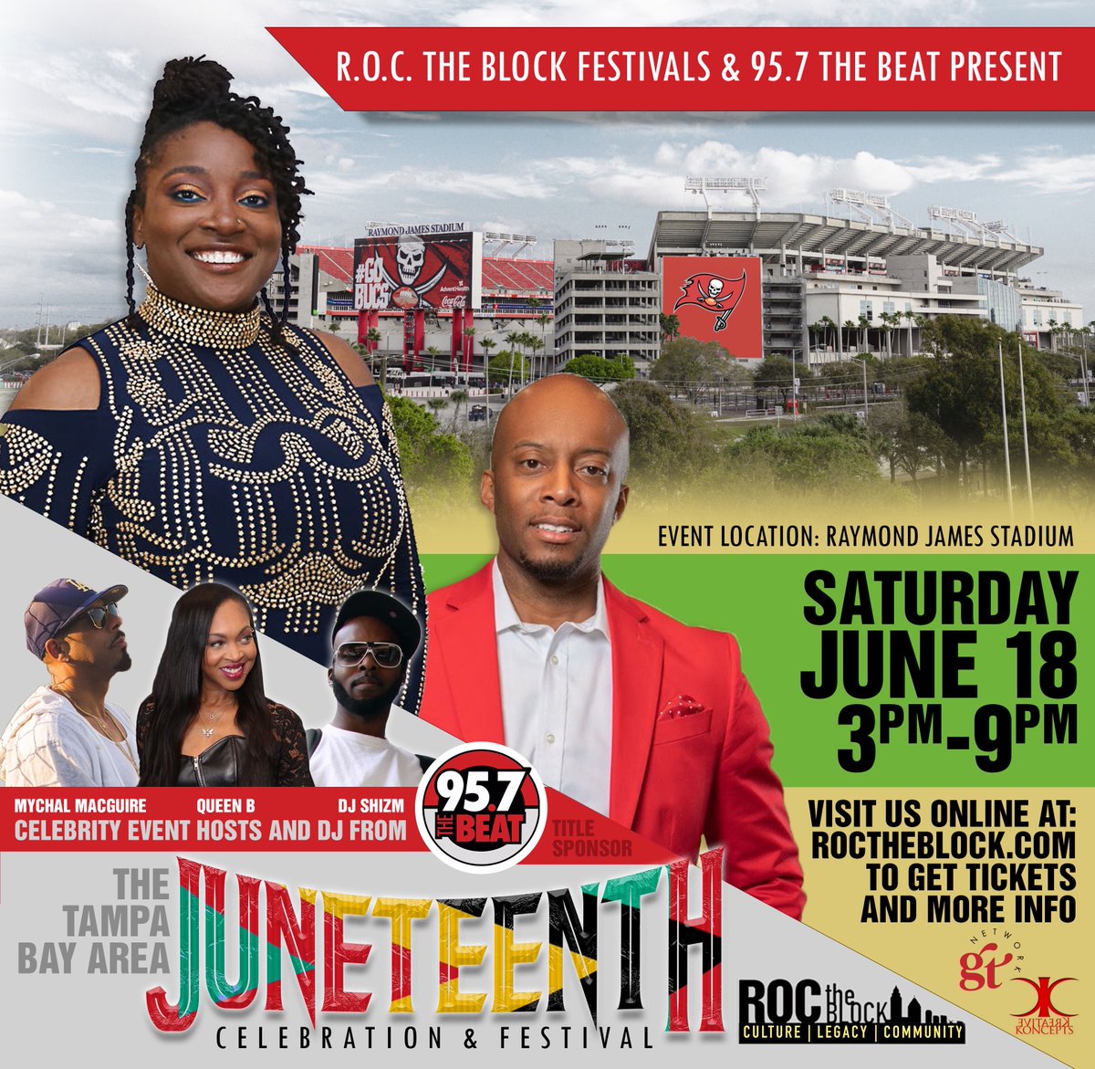 TampaSportsAuth's tweet photo. Come out and join @ROCTheBlockFest as they host their Juneteenth celebration at Raymond James Stadium! For tickets visit https://t.co/Qyx9MRs8y6 https://t.co/umBponYkM9
