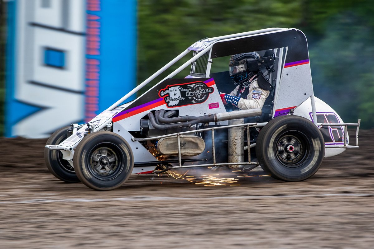 A few thrills and spills before the rain came Friday night <a href="/GasCitySpeedway/">Gas City I-69 Speedway</a>. Charles Davis Jr. walked away uninjured.