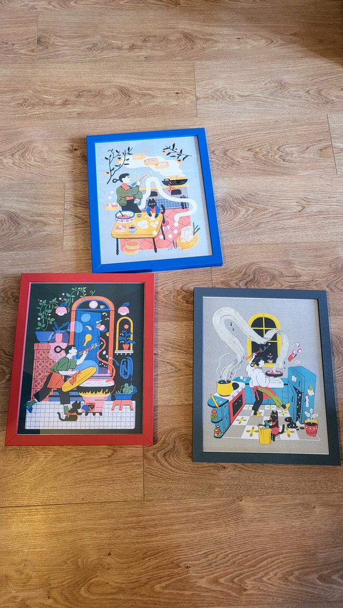 TheAlexFranklin's tweet photo. Finally got around to framing and hanging my @cannedcabbage Witch &amp; Cat series prints 🤩 https://t.co/10naDGPGJ0