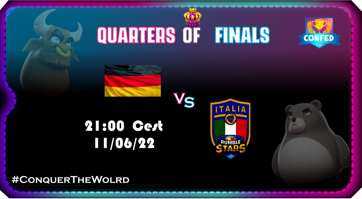 #CC | ¡CUARTOS DE FINAL!

Hoy se definen los dos semifinalistas los cuales enfrentaran a Mexico y francia que esperan rival. 

⚽ | #Alemania🇩🇪 🆚 #Italia🇮🇹

⚽ | 🇨🇴 <a href="/RS_SeleccionCO/">Selección Colombiana RS y RH 🇨🇴</a> 🆚 #Portugal🇵🇹 

Partidazos!!! ⚽🦁
¿quien se clasificará para las finales? 😱

#ConquerTheWorld🌎