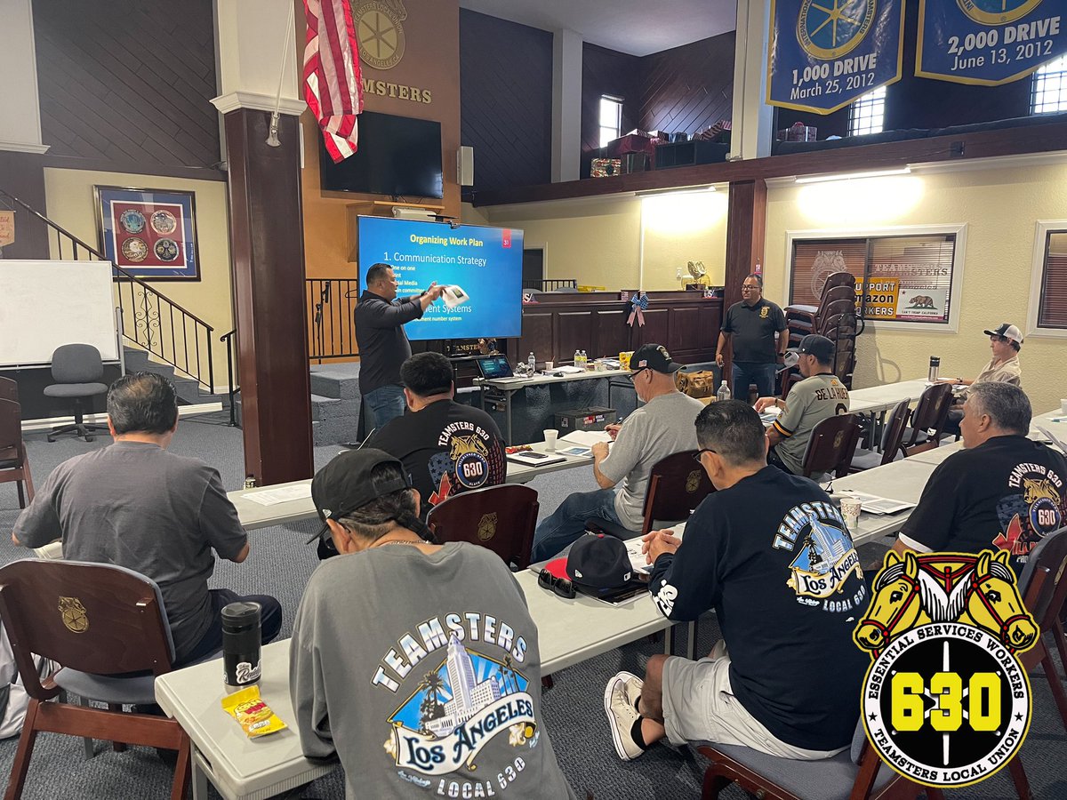 Teamster630's tweet photo. Happening now 
Teamsters local 630 organizing training day 2.
Educating on worker to worker communication, identifying and recruiting leaders and moving workers to action. 
Educate, agitate organize! 
#teamsters #teamsterslocal630 #organize #solidarity #1u https://t.co/8dg3NkqguW