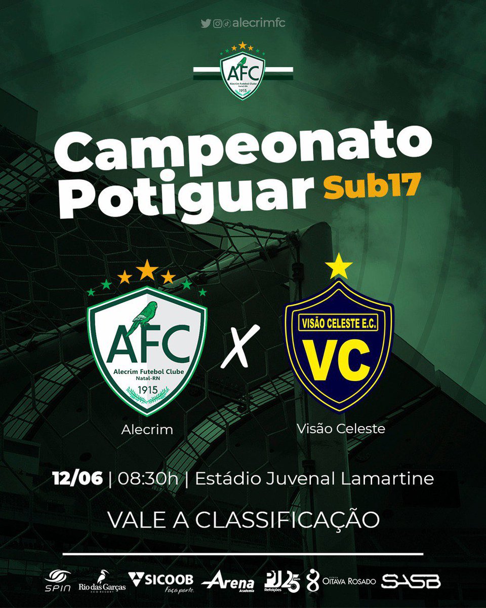 Amanhã tem nossos meninos do sub17 em campo pelo Campeonato Potiguar da categoria! Vamos que vamos, garotada! 💚