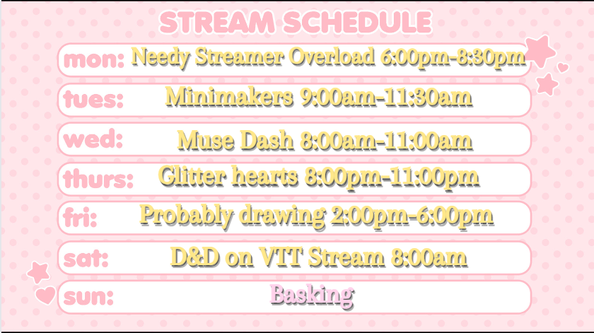 PasteltheSnake's tweet photo. A wild schedule appeared! Maybe you should try to catch it. #twitchstreamer #VTuberUprising #ENVtuber https://t.co/J16ZdB2dWv