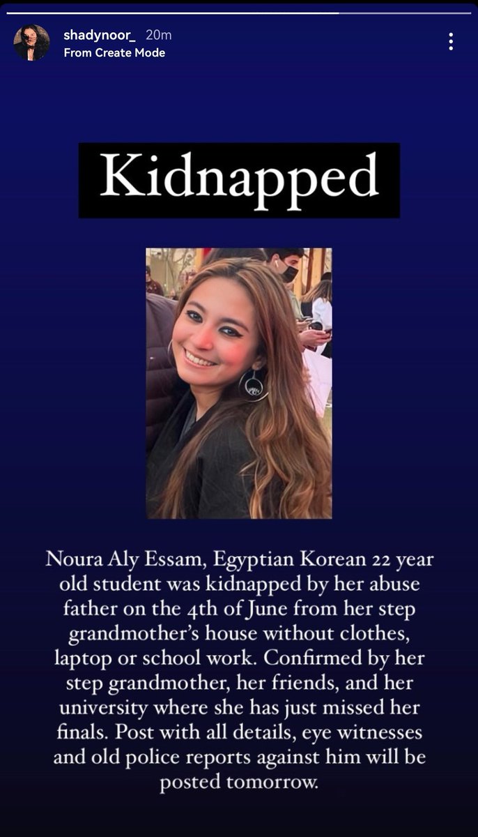 whatmimisaid's tweet photo. Noura Aly Essam is missing. She already had a restraining order on her father and now she's been kidnapped by him. Please share. https://t.co/KJTI1lh4xW