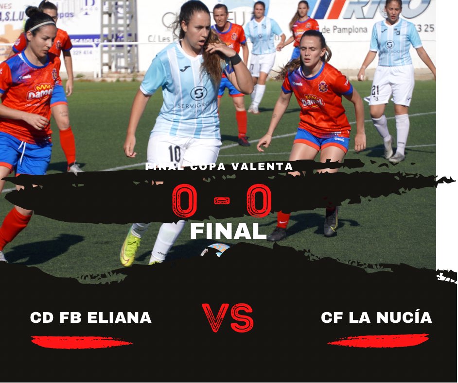 cfnucia's tweet photo. 🔴🅒🅕🅛🅝🔴 

𝗙𝗘𝗠𝗘𝗡𝗜𝗡𝗢 | FINAL del partido en Sueca‼️

Nos vamos a los penaltis para decidir el campeón de la #CopaValenta. 

⚽️ @CDFBLAELIANA 0️⃣ 🆚 0️⃣ #Femenino 

#JuguemosAlRojo ♥️

#AmuntNucia
#LaNucíaCiudadDelDeporte https://t.co/WZiESmvXwA