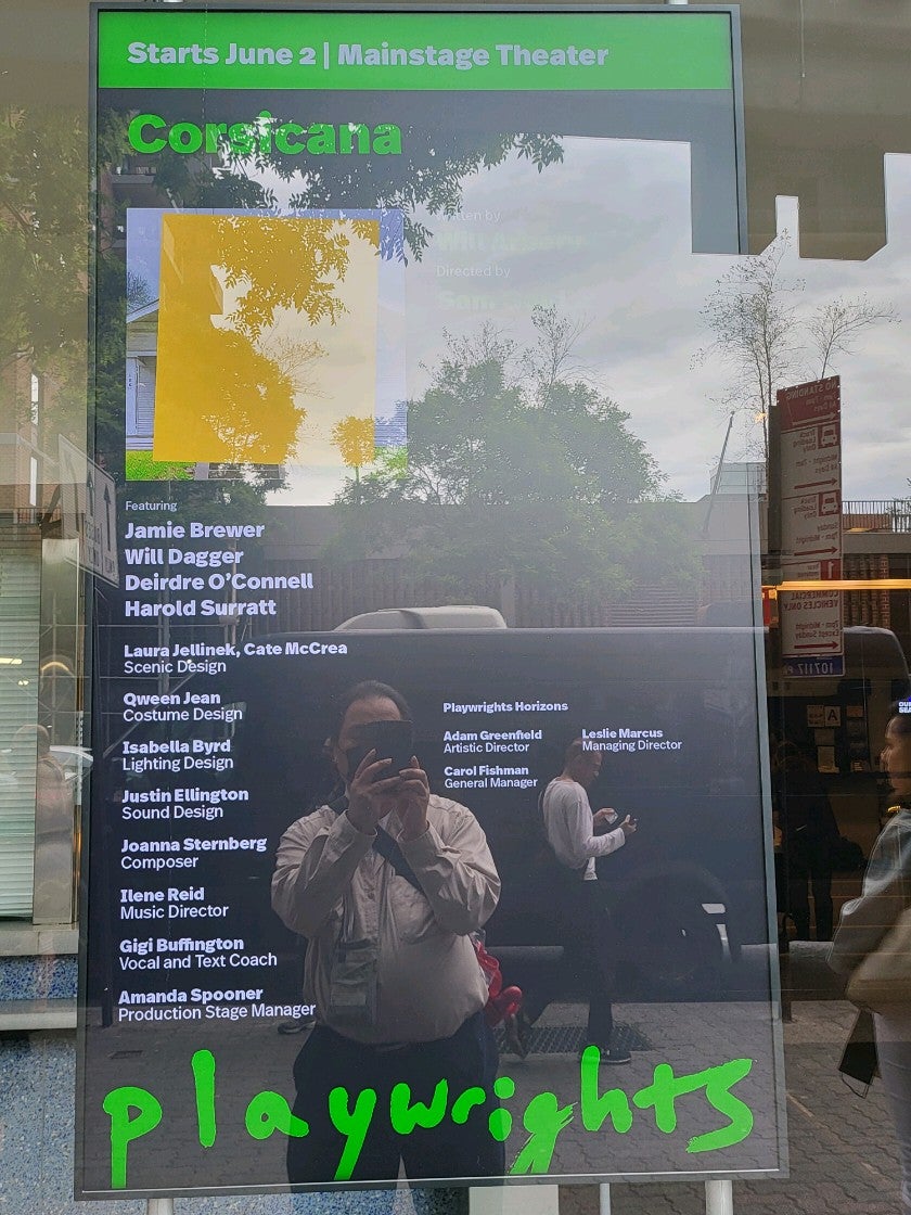 speedygo's tweet photo. #CorsicanaPH 06-11-2022 written by #WillArbery directed by #SamGold #PlaywrightsHorizons #Play #OffBroadway #SaveOurStages @phnyc (@ Playwrights Horizons - @phnyc in New York, NY) https://t.co/FGaJRNw0tZ https://t.co/0g6MnJvhOj