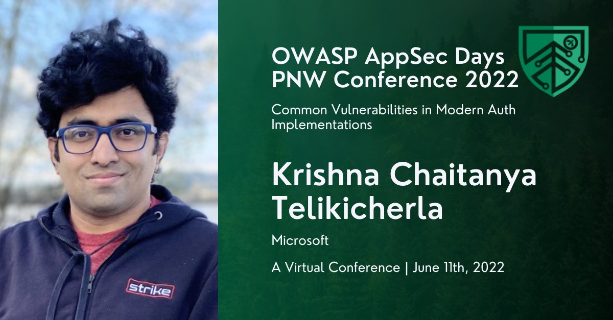 Did you hear that <a href="/novogeek/">Krishna Chaitanya T</a> is speaking right now? <a href="/novogeek/">Krishna Chaitanya T</a>'s talk, sponsored by <a href="/SecInnovation/">Security Innovation</a>, is about "Common Vulnerabilities in Modern Auth Implementations" and you don't want to miss a minute of it!
