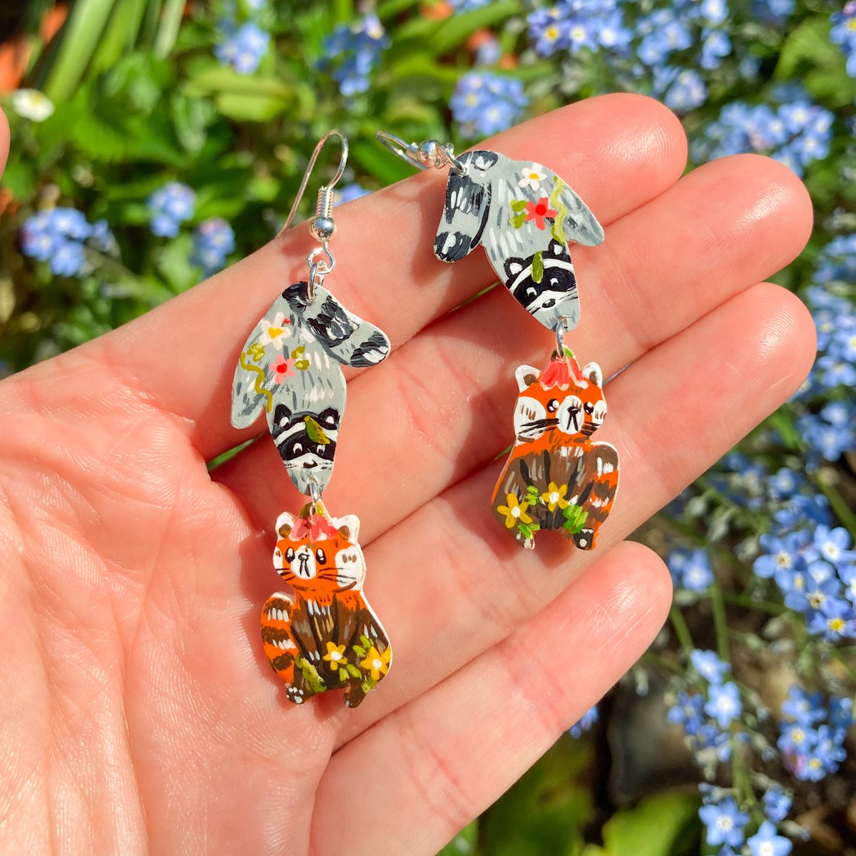 🧡🌷raccoon and red pandas 😊 #artwork #cuteart #kawaii #Raccoon #RedPanda