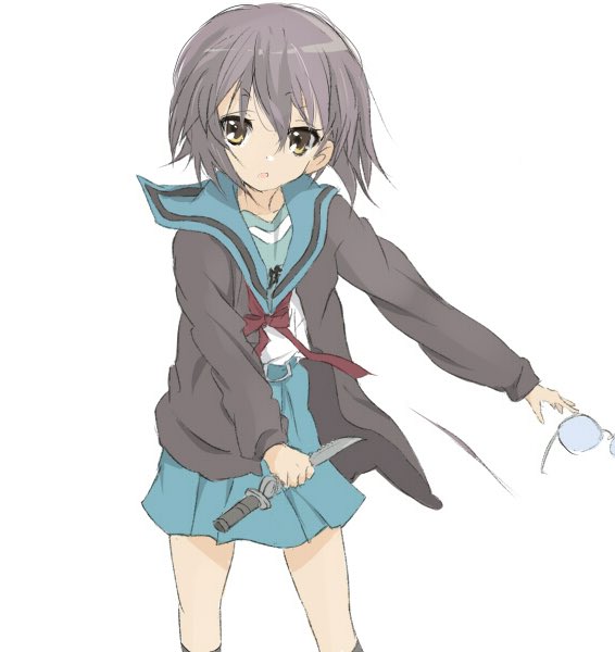 nagato yuki 1girl kita high school uniform blue sailor collar solo sailor collar winter uniform school uniform  illustration images