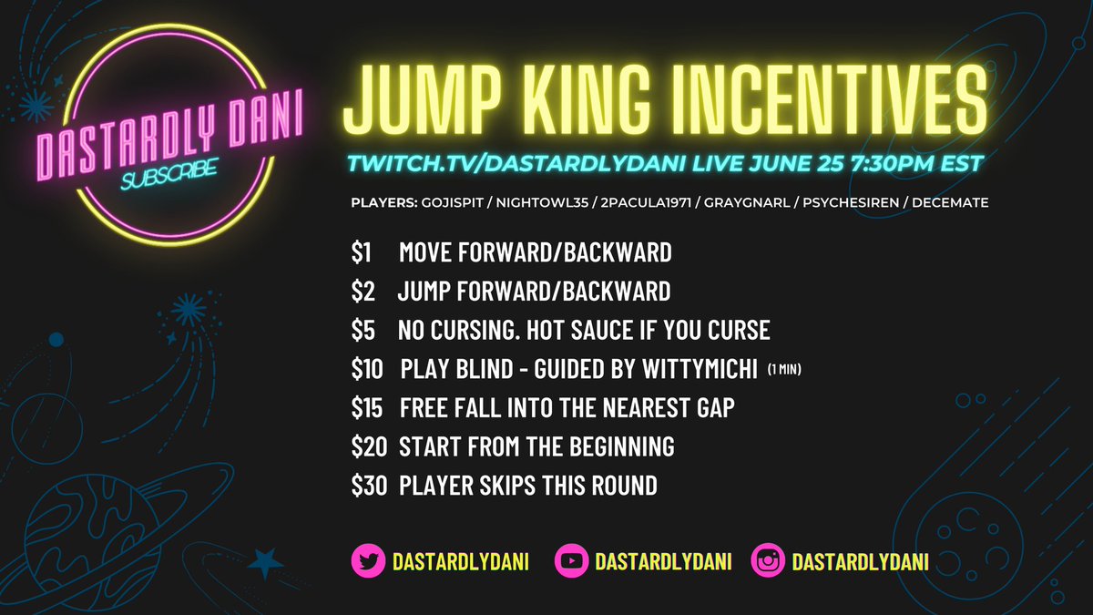 dastardlydani's tweet image. June 25th we the @PsychePaths will be doing A JUMP KING TOURNAMENT for charity to change the tides and bring balance to our oceans! 

Thank you @WWF for informing us streamers of these great opportunities! 

Campaign link / incentives/ etc below: 
tiltify.com/@dastardlydani…