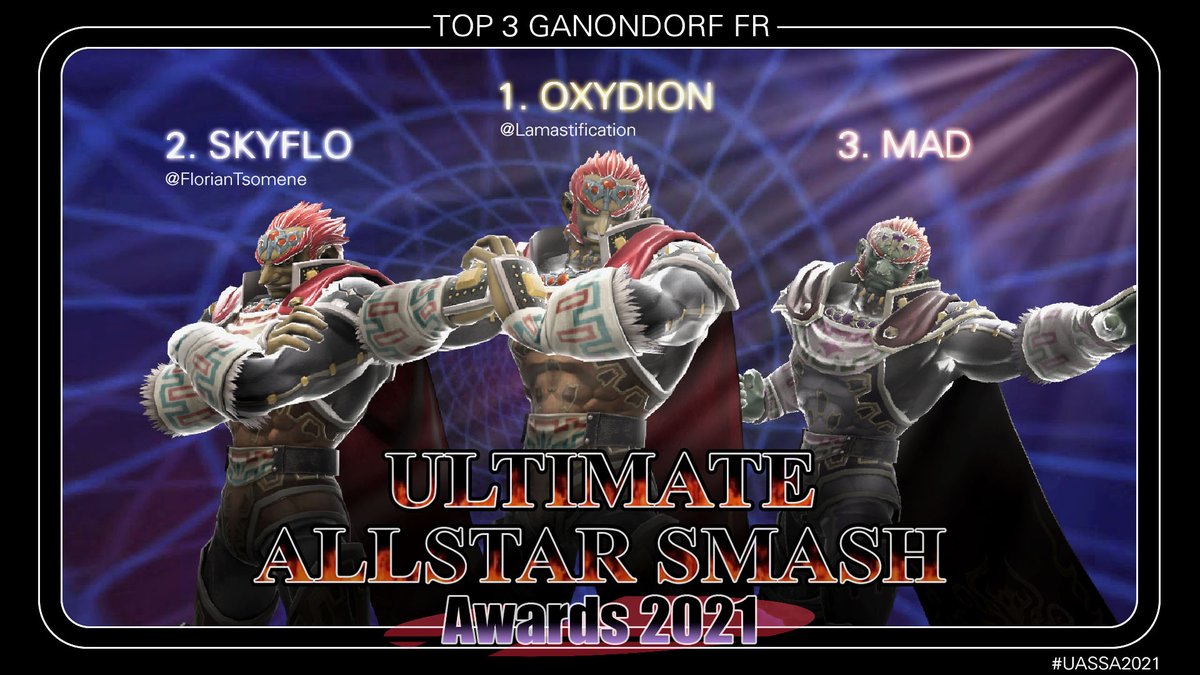 CEW_Otakuni's tweet photo. Meilleurs Ganondorf FR 2021

🥇 @Lamastification
🥈 @FlorianTsomene
🥉 @mad_bleu 

A surveiller en 2022:
Graou (Orléans) @GraouBalthou
Yoguiffy (Paris) @yoguiffy 
#UASSA2021 https://t.co/BUDSyWylln