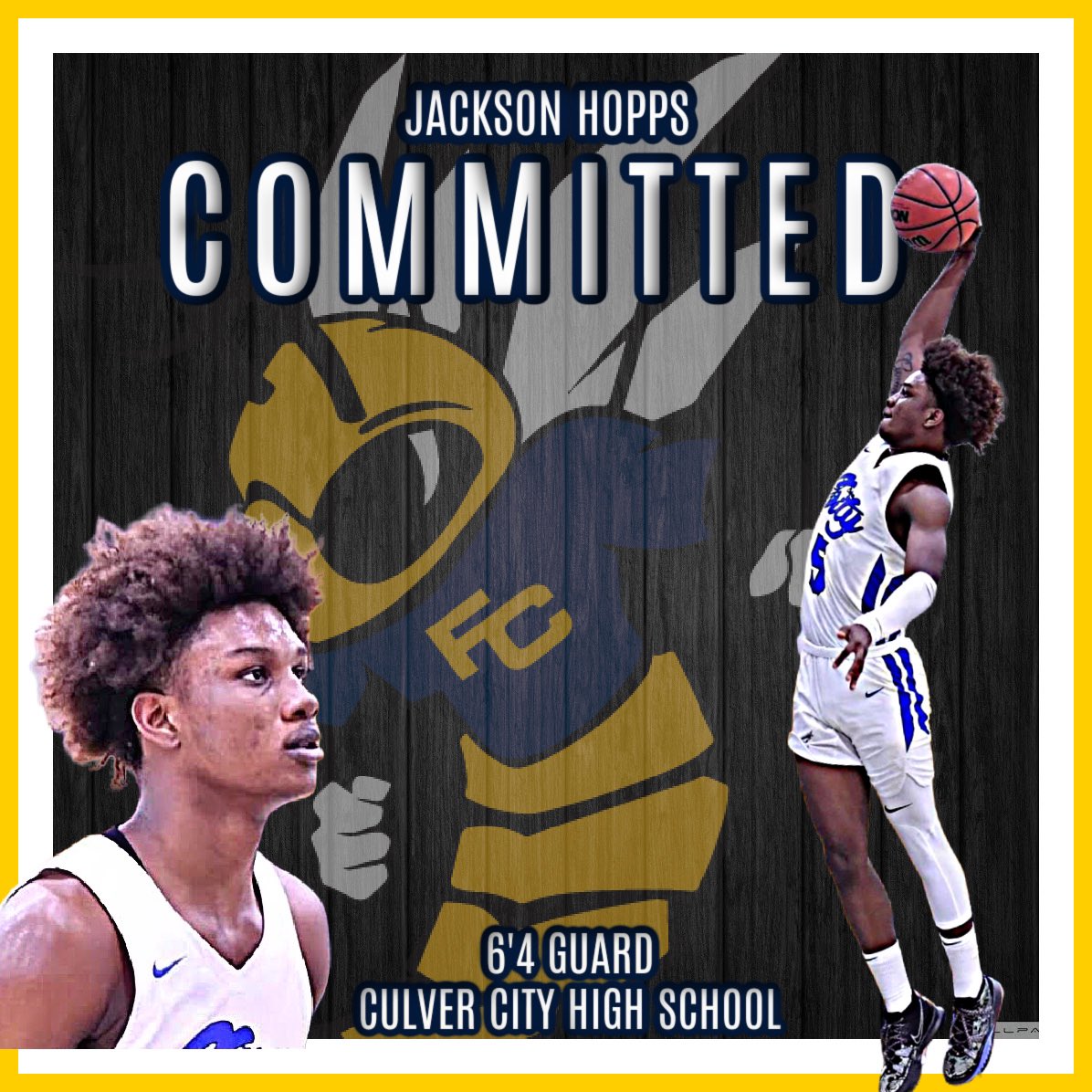 HornetNestHoops's tweet photo. Hornets’ fans, please welcome the latest recruit to the program. Jackson Hopps, a 6’4” guard out of Culver City HS is the latest commit to our program. Jackson is a do-it-all 2-way player whose strong frame &amp; explosive athleticism will have a huge impact for us on the perimeter. https://t.co/VGhie0o808