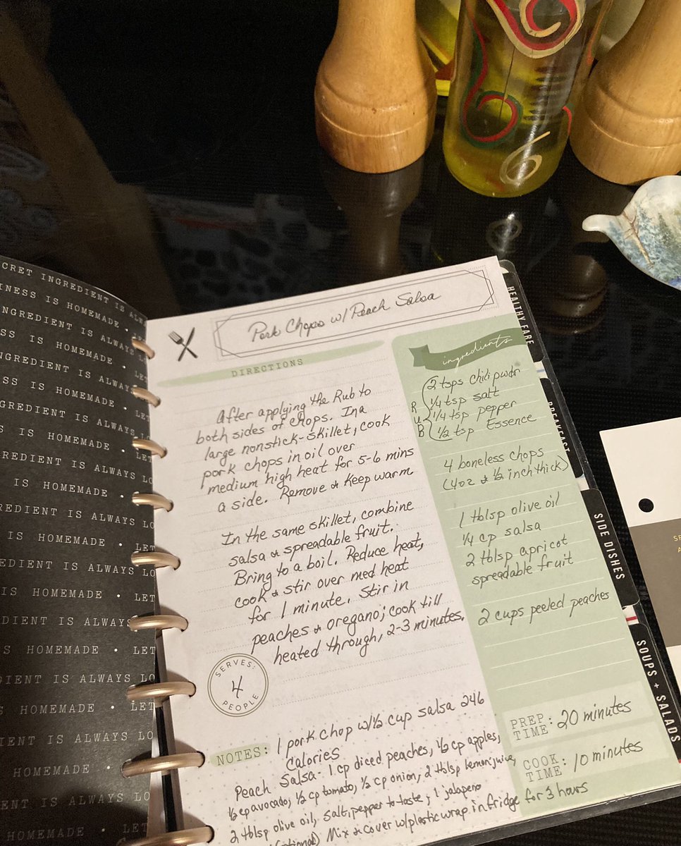 A perk of finally having a set schedule is going through my cookbooks, finding fave recipes and putting them all in a book I got for saving your go to ones! #cooking #favoriterecipes