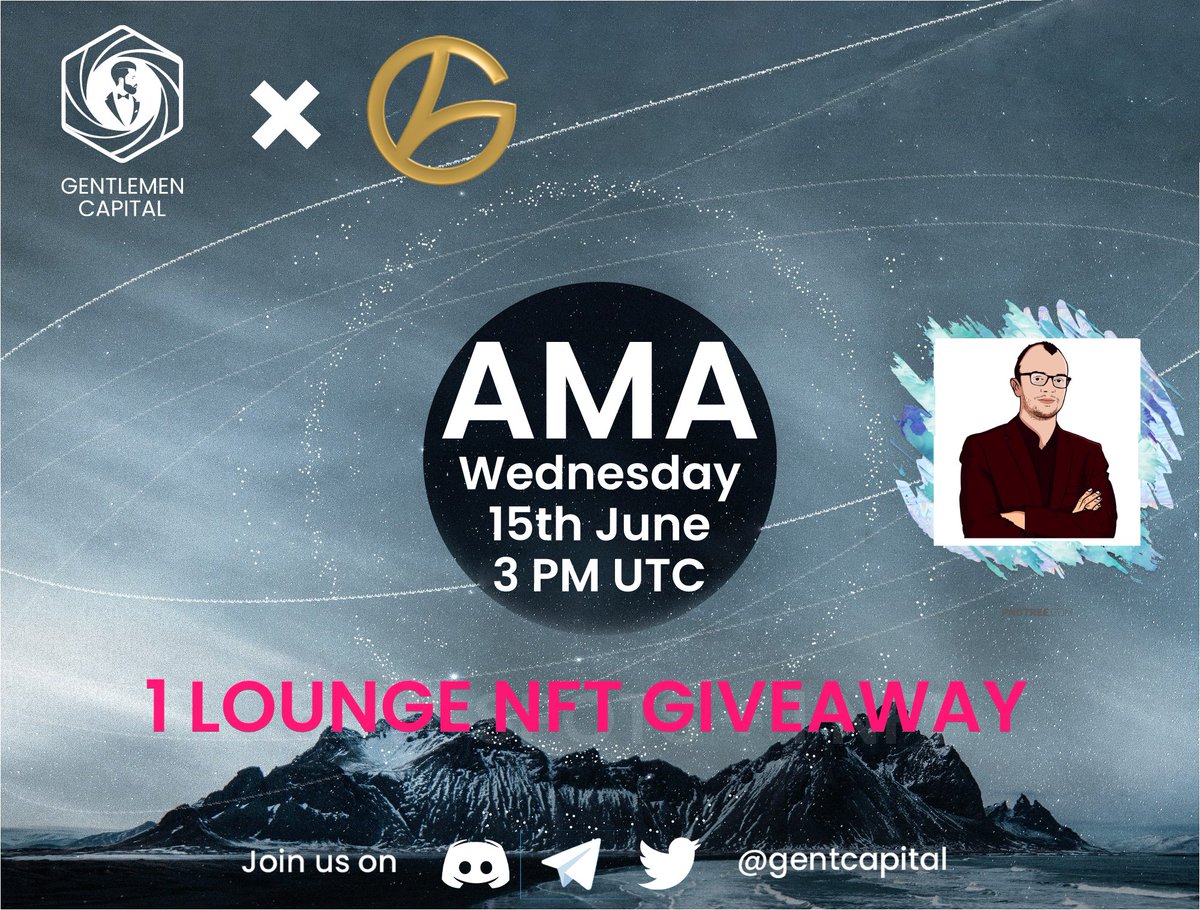 GentCapital's tweet photo. 🎙️Announcing Discord Text AMA with 
@GameLoungeXYZ !

❓Post your questions for the AMA on this thread bellow

🔥Reward: GAME LOUNGE NFT !

ℹ️ Actions:

► Join: https://t.co/VFj5wH5lSz
► Send your questions on this tweet,
► Follow: @GameLoungeXYZ 

#GameFi‌ #lounge #Metaverse https://t.co/wpP2n2cygS