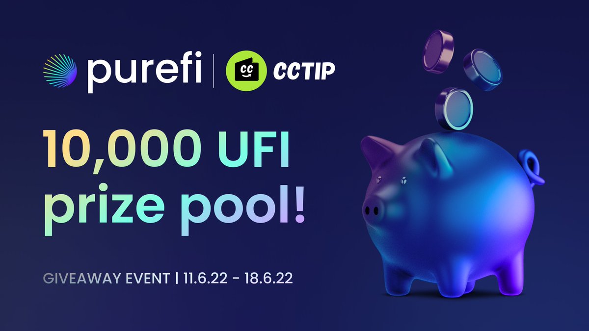 🎁 PureFi x CCTip to giveaway 10,000 UFI!

Complete the entries and stand a chance to be one of the 10 winners that will receive a share of the prize pool! 

📅 Date: Jun 11 - Jun 18

🔹 @cctip_com giveaway blFO3V

→ Enter here: ufi.li/cctip-giveaway