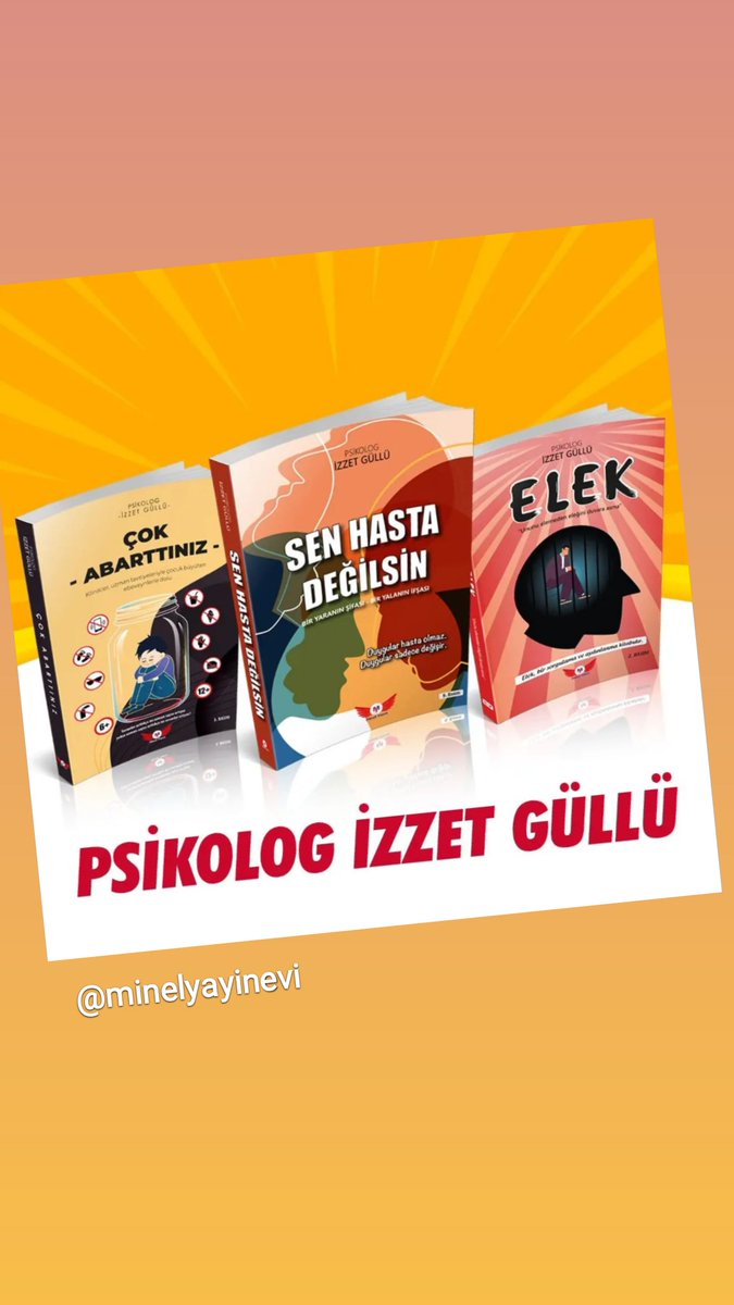 SEN HASTA DEĞİLSİN 9.Basım
ELEK 2.Basım
ÇOK ABARTTINIZ 3. Basım

<a href="/Minel_yayin/">Minel Yayınları</a>