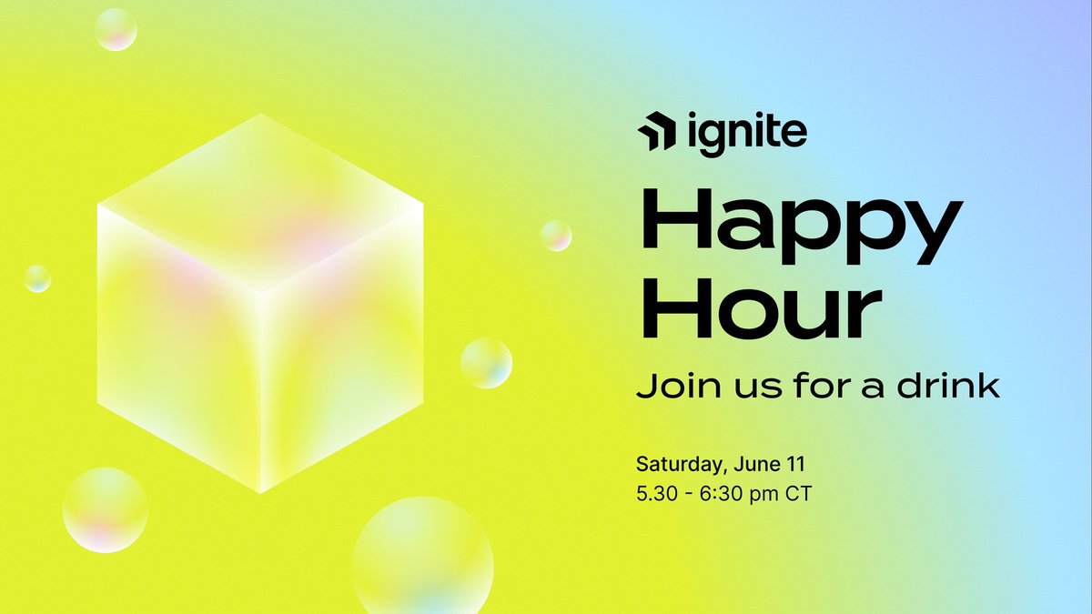 Ignite Happy Hour today at #Consensus2022 from 5.30 to 6.30pm CDT. Come to the Austin Convention Centre ground floor bar for refreshments and have a chat about all things Ignite! 🔥🥂🍻