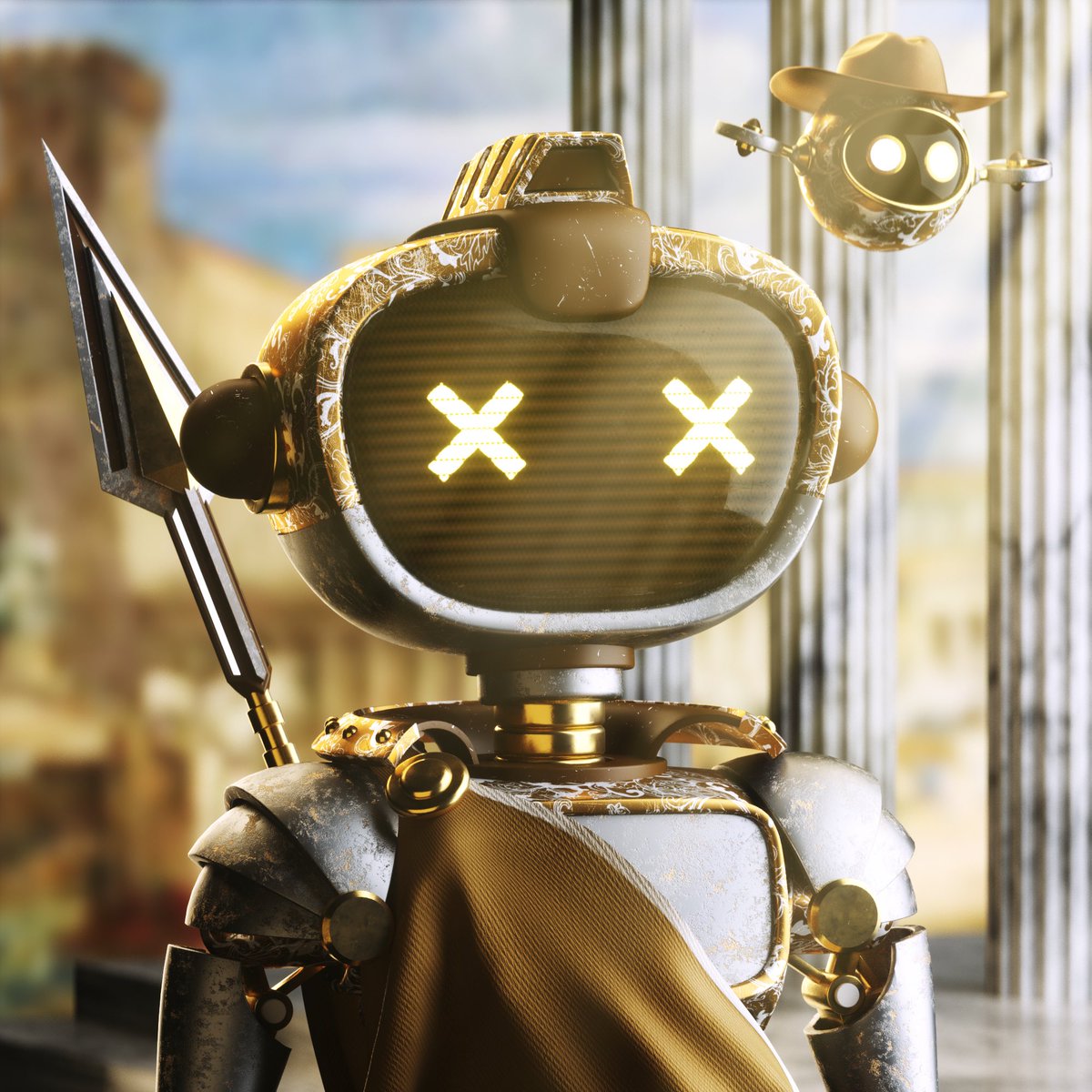 Much Love and Thank you <a href="/Travis_rags/">Travis Ragsdale</a> &amp; <a href="/codyjamesart/">zamzam Dahir</a> for my insane custom #AlphaBot he’s truly amazing 😍🦾 I am beyond grateful, not only for this priceless art piece but the opportunity you gave me to become one of your mods 🖤💛 Id like to introduce you all to AlphaRome🔥⚜️🔱