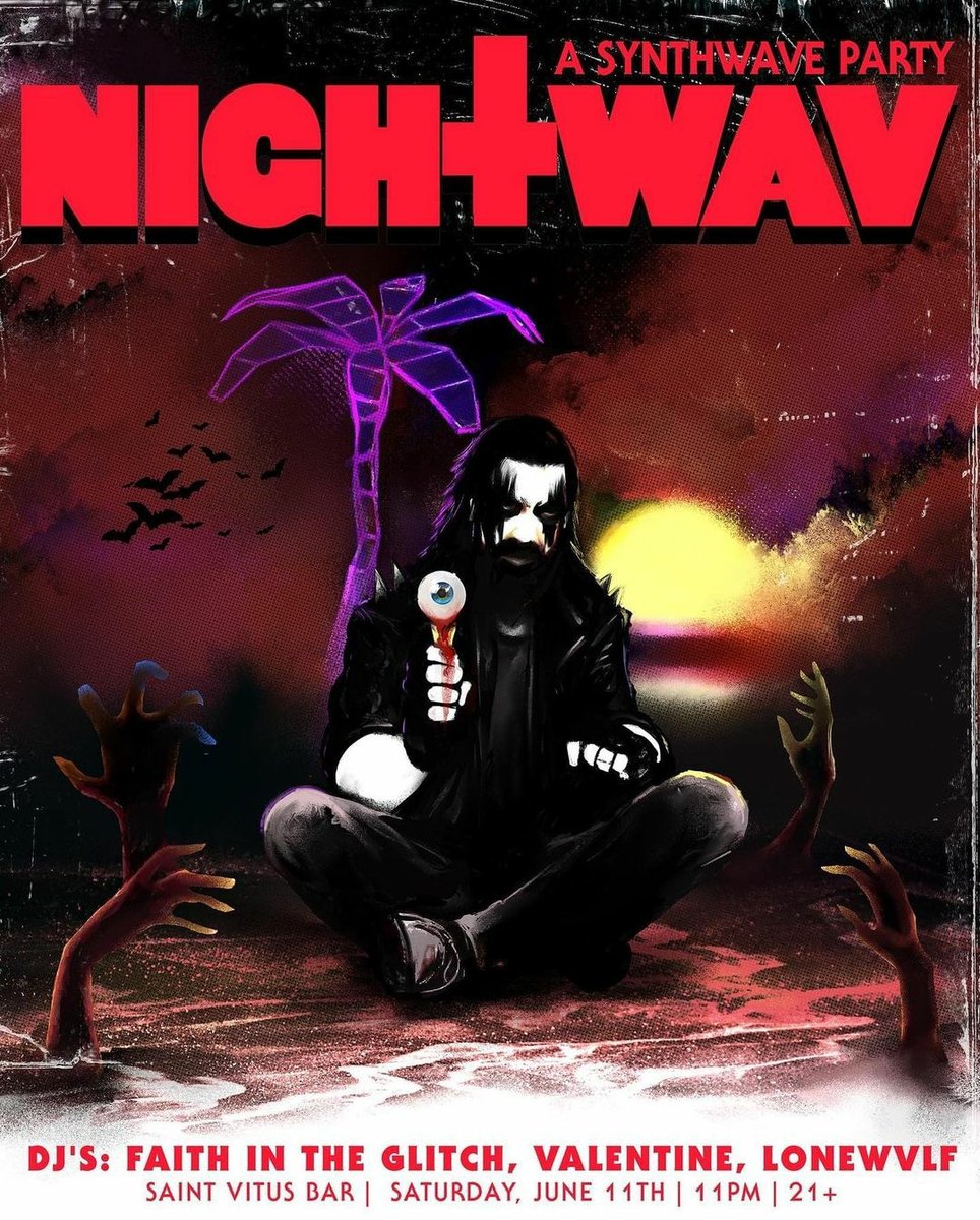 Tonight at <a href="/saintvitusbar/">Saint Vitus</a> #darksynth all night with @FITGmusic Lonewvlf and <a href="/samuelvalentine/">Samuel Valentine</a> 

linktr.ee/nightwav