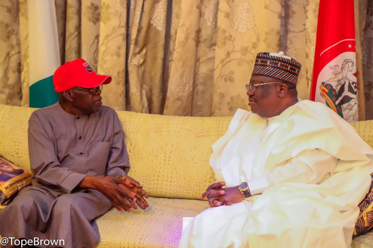 This evening, Asiwaju Bola Ahmed Tinubu <a href="/officialABAT/">Bola Ahmed Tinubu</a> paid a visit to the President of the Senate, Senator Ahmad Lawan @DrAhmadLawan. 

#BAT2023 
#TINUBU2023