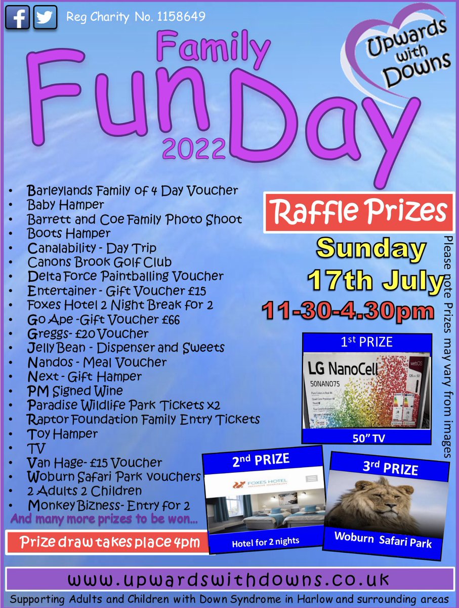 upwardsdowns's tweet image. We have some amazing raffle prizes this year. Tickets are £1 each. You can either purchase these on the day or buy early by emailing into upwardswithdowns@hotmail.com and we will send you the bank details to pay for them xx