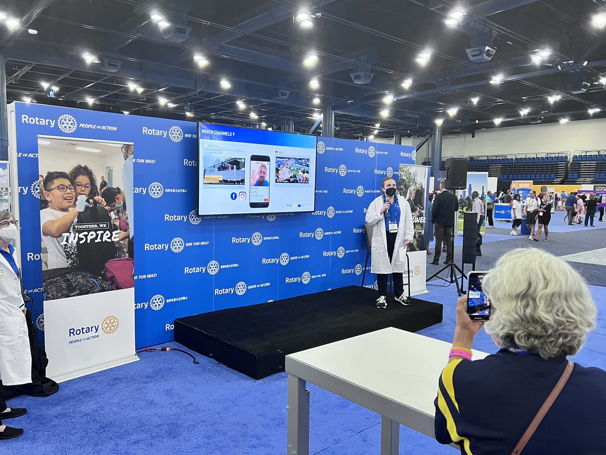 Rotary's tweet photo. The #Rotary22 House of Friendship is open! Join us in the #PeopleOfAction Inspiration Lab and learn more about how to promote your club on social media and beyond. https://t.co/PDuFad1IhA