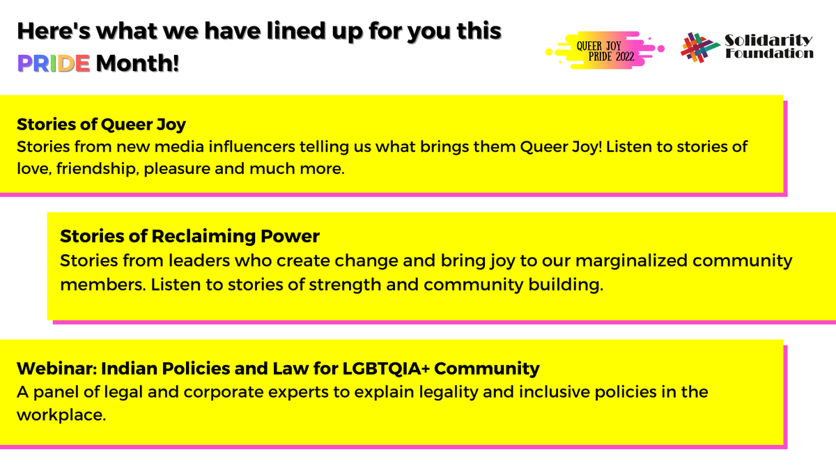 SolidarityFound's tweet photo. We have exciting events planned this #Pride! 

June is a celebration of Queer Power. We will be bringing you narratives of joy, resistance and resilience that show our community’s love, leadership and strength. https://t.co/TtK9oSZU0v