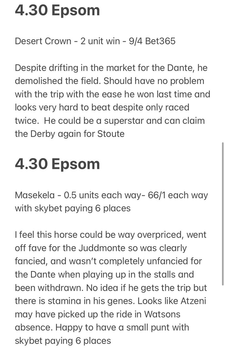 AMK_HorseRacing's tweet photo. Desert Crown! 🚀 A confident selection tipped for 2 units win with a cheeky 0.5 units each way on Masekela at a tasty price grabbing 4th! 

Selections found here

https://t.co/LZ5iCp0Ttp

Telegram group chat here

https://t.co/dlc9lraebj https://t.co/UZaQ2Jxhgq