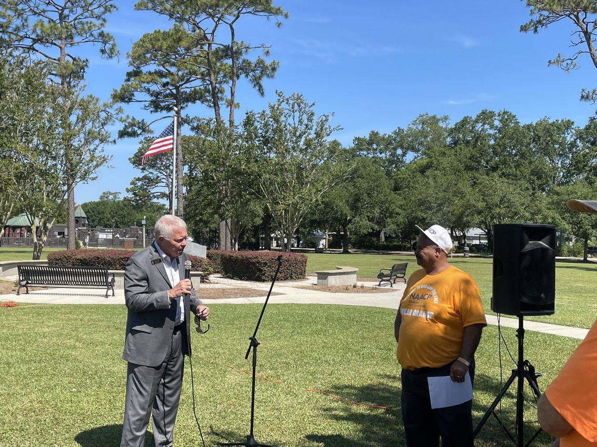 HopeZeanah's tweet photo. NAACP Rally against gun violence.  Superintendent Eddie Tyler along with Sheriff Dept. Jeff Spaller, City of Foley Police Chief Thurston Bullock, Rep from ATF and organizer Alex Barnett, local NAACP President all coming together to join forces against gun crimes. https://t.co/sMvXxnewIJ