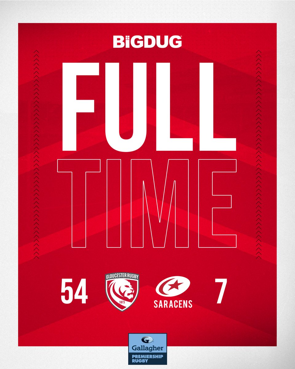 An emphatic win at Kingsholm to end our season on a high note! 🤩

Thank you for your support this afternoon and all season long!

🍒 54 - 7 💫 | #GLOvSAR
