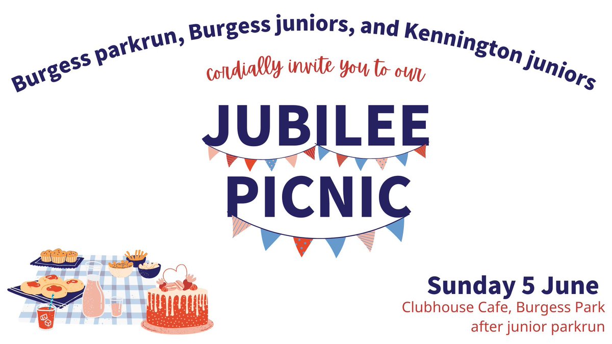 There will be cake 🍰, there will be crowns 👑 and there will be plenty of good cheer 🎉 

Join us tomorrow for a celebratory picnic with our friends from <a href="/burgessparkrun/">Burgess parkrun</a> and <a href="/kenningtonjpr/">Kennington junior parkrun</a> 🧡