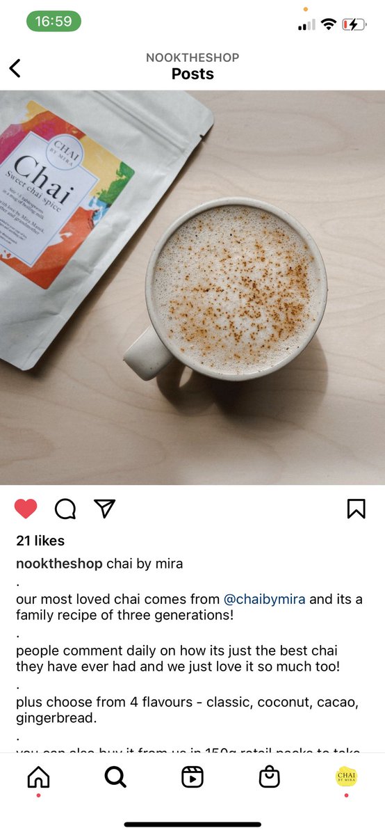 We love working with cafes like Nook (@nooktheshop on insta) in Somerset! If you’d like to serve our chai, get in touch chaibymira@gmail.com