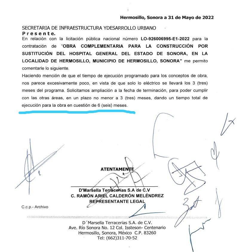 OJO AQUÍ: 

Madrugan con licitación de “tiempos reducidos” en SIDUR por más de 100 mill para por fin terminar el fallido hospital de <a href="/ClaudiaPavlovic/">Claudia Pavlovich A.</a> pero parece todo amañado para construplan y tesia…Constructora de mayito martinez! TOMALA!  

Competidores piden ampliar tiempos!