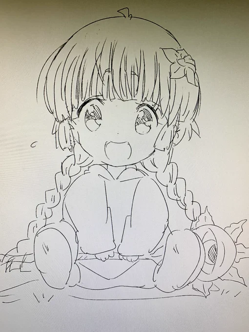 風にあそばれて(神曲)を聴きながらククリちゃんも描く( i _ i ) 
