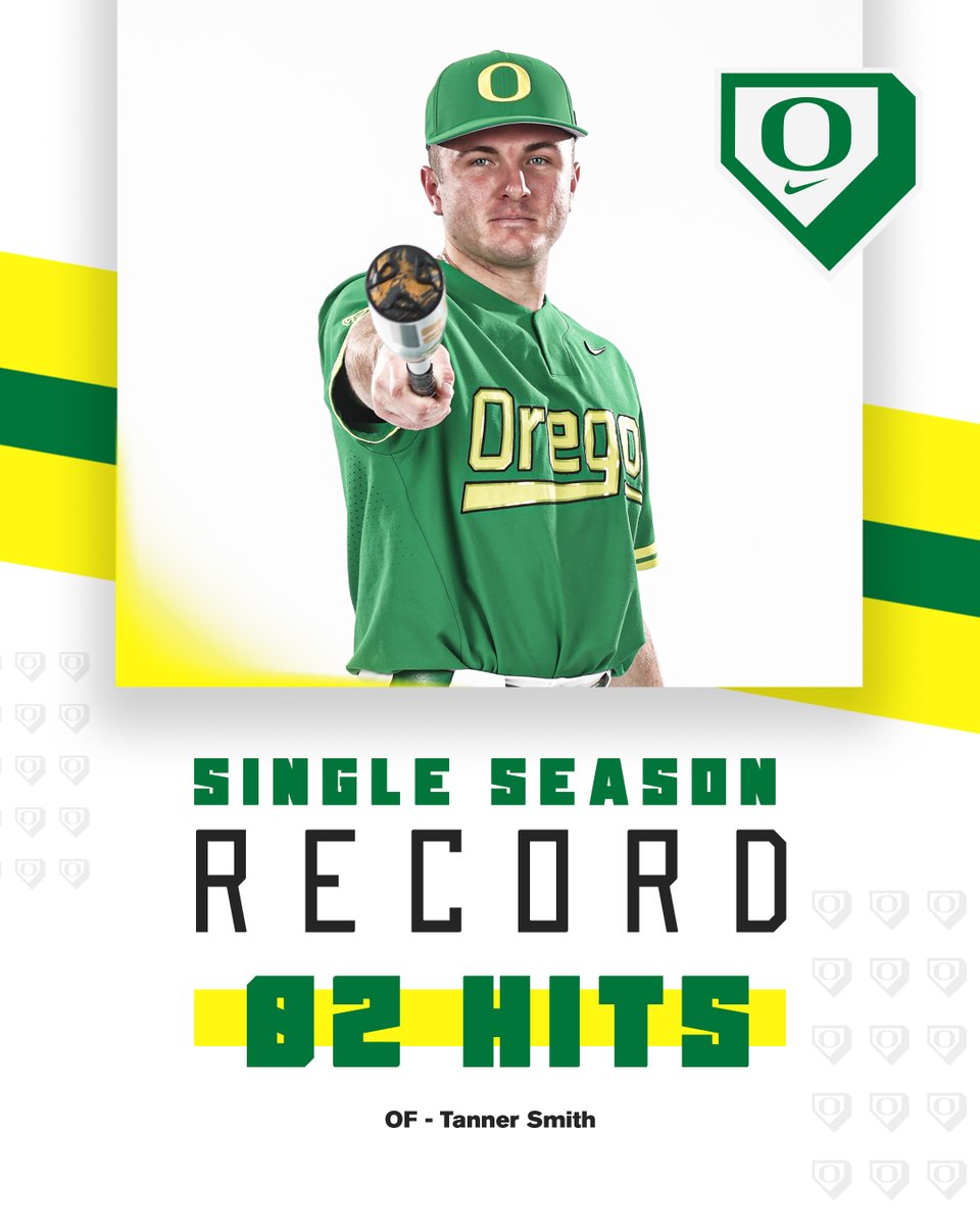The legend grows. 

With his 82nd hit of the year, <a href="/tannerr_smith/">Tanner Smith</a> now holds the school record for hits in a single season. #GoDucks