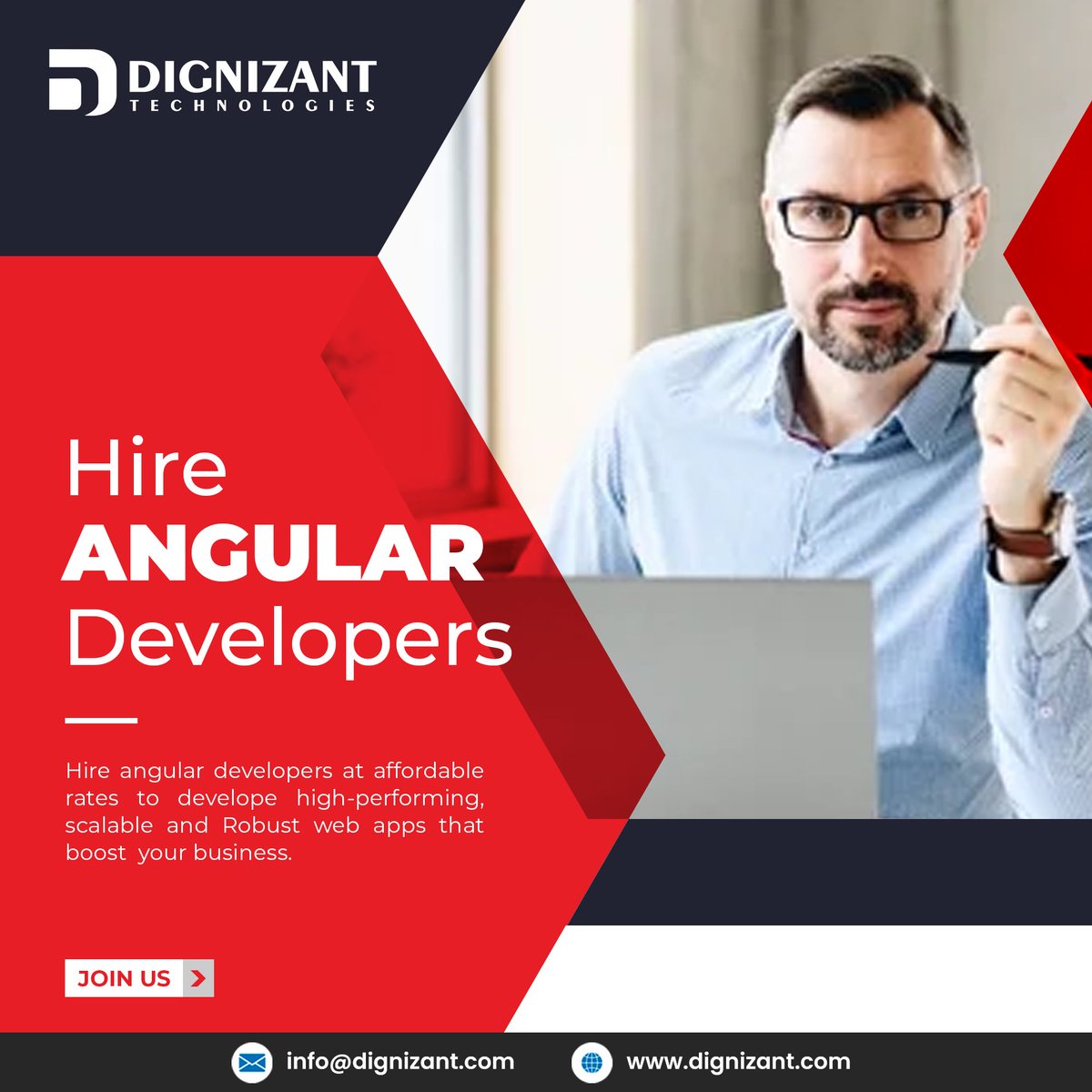 dignizant's tweet image. Are you looking to #hireangulardevelopers at the most affordable rates? Look no further than @Dignizant for experienced professionals who can design high-performing, scalable, and robust web apps that can help you grow your business.
#angulardeveloper #angulardevelopment