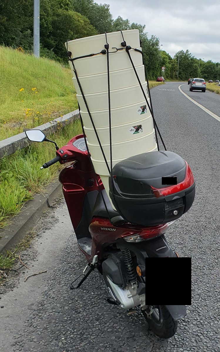 GardaTraffic's tweet image. High loads on motorcycles can make them unstable when cornering and in breezy conditions, leaving the rider vulnerable to serious injury or worse in a collision. Don’t take chances on two wheels! 
#SaferRoads  #ArriveAlive