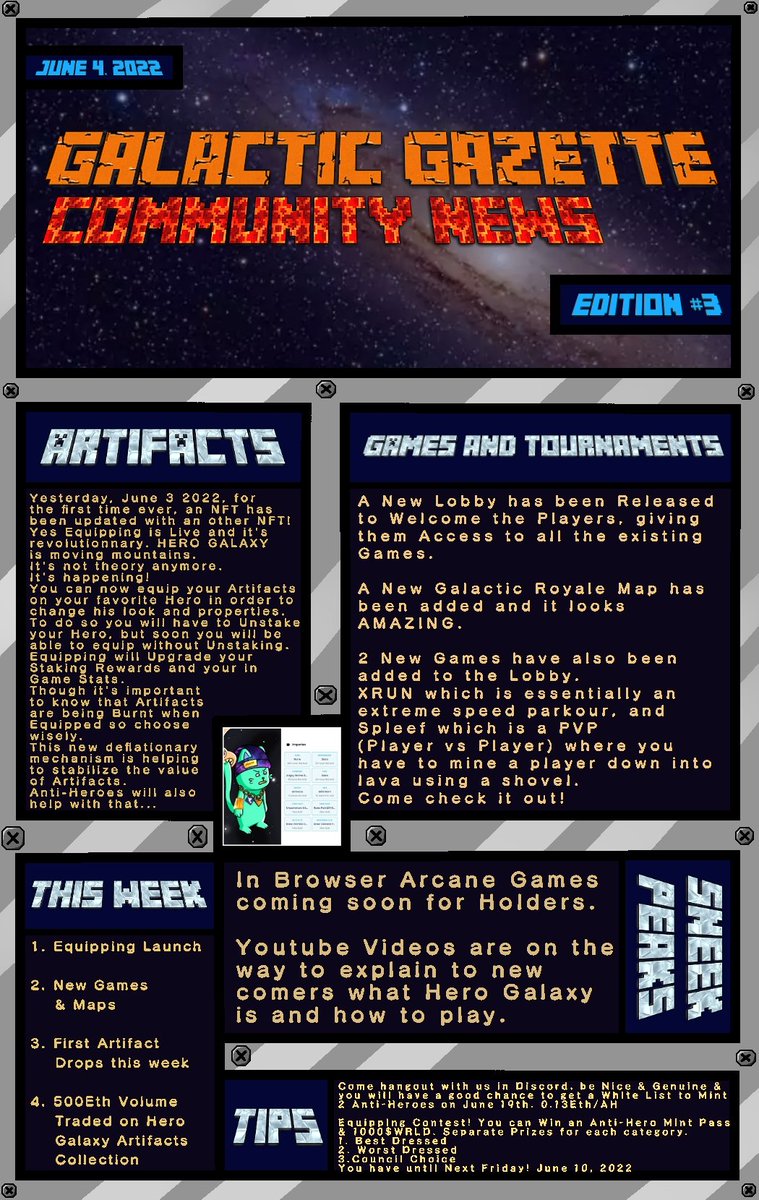 MadMax_HG's tweet photo. ⛩@HeroGalaxyNFT Galactic Gazette #3⛩
(Thanks @Good_Pierogi for the help) https://t.co/NhtEb3Qhyz