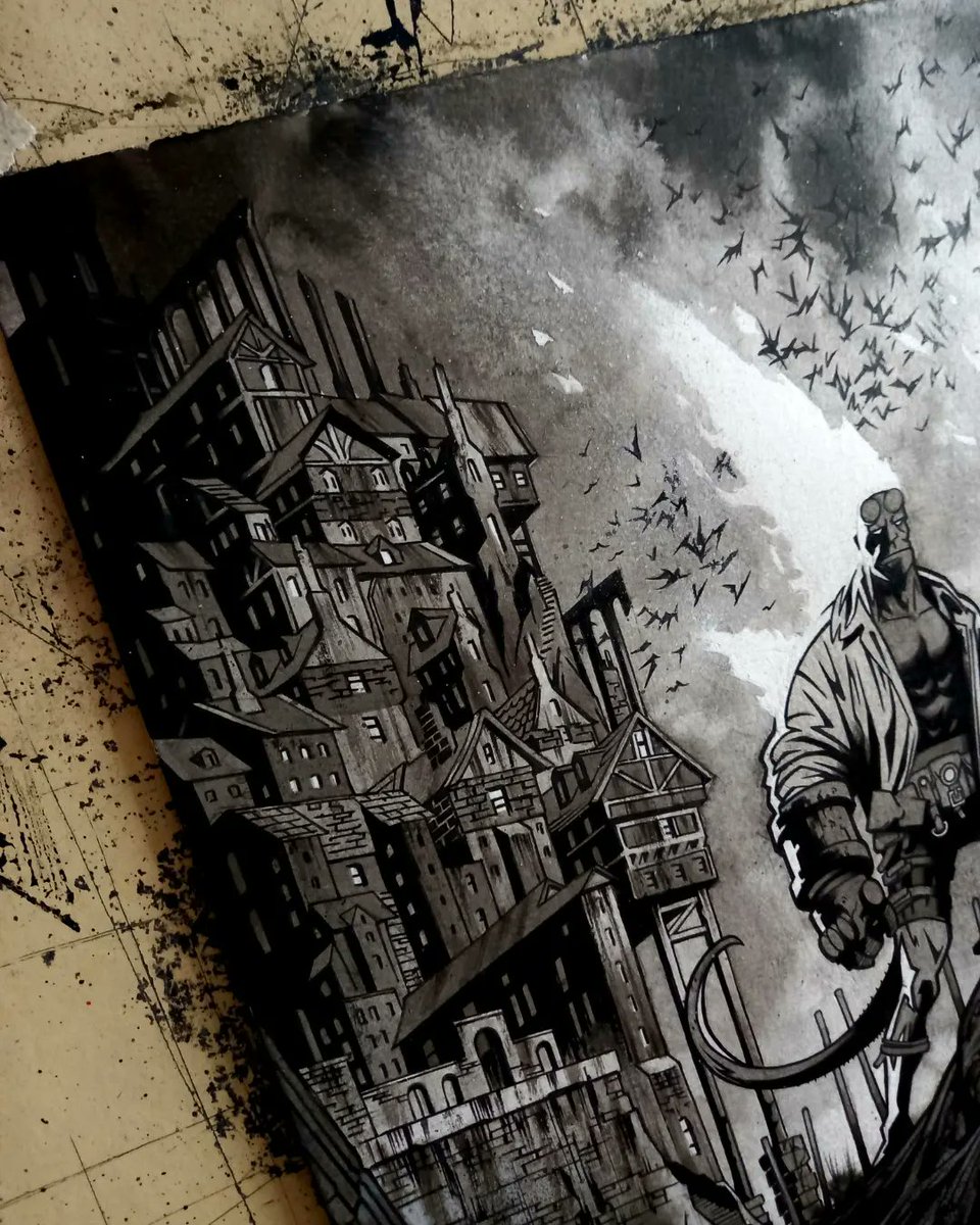 dannyearls16's tweet photo. Hellboy in Hell finished!π₯
All done in ink, wash, acrylic and pastel!
@DarkHorseComics
#hellboy #hellboyinhell #mikemignola #darkhorsecomics #comic #comicbook https://t.co/LBII9NYSmM