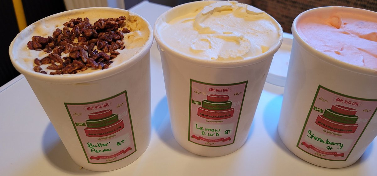 Akakery's tweet image. Fresh, #custardstyle #icecream. Delivered to your door. Made only when YOU order. #butterpecan #strawberry #lemoncurd just need to add your spoon! Order now #metroatlanta