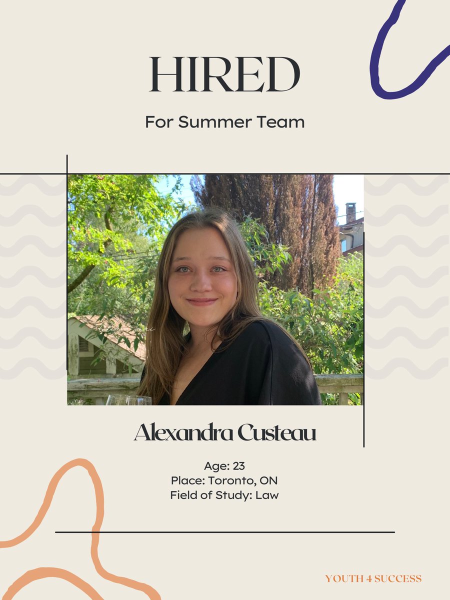 Y4SCanada's tweet photo. Here’s Alexandra, newest member of our summer team! https://t.co/XS9xKYfO2Y