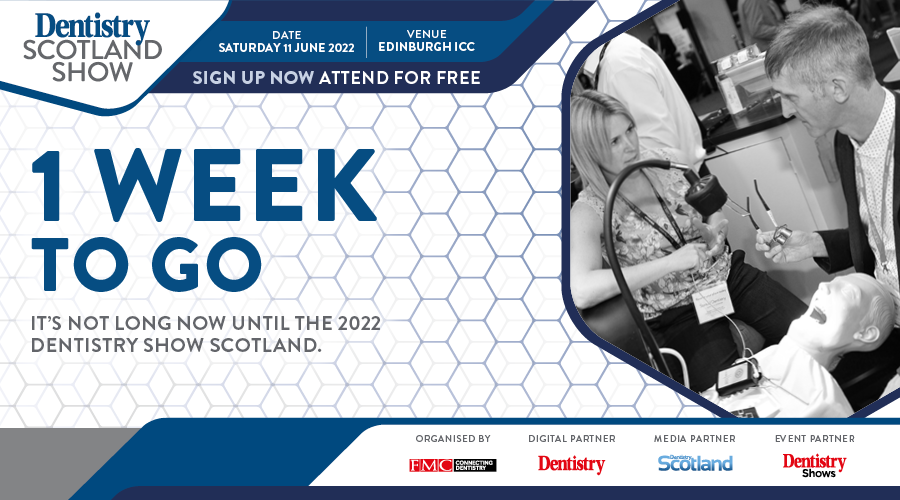 Dentistry's tweet photo. 1 week to go until the Dentistry Scotland Show!
We can’t wait to bring together the region’s dental professionals with national brands &amp; leading speakers for a full-scale exhibition &amp; lecture series featuring the hottest topics in dentistry, register now!
https://t.co/YL840kmfvk https://t.co/xIUiwWPt5l