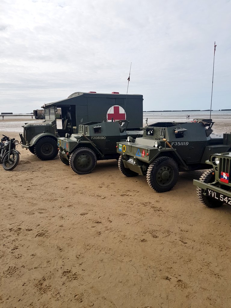 Our vehicles on the beach at Arromanches, Normandy for #DDay75 Commemorations 2019