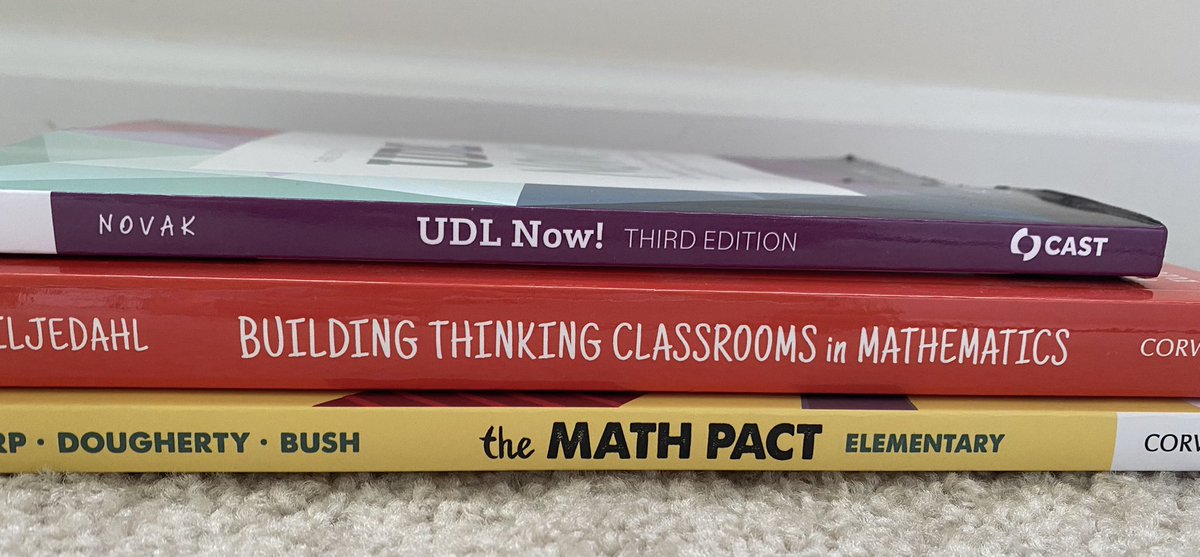 MarlowMathVT's tweet photo. Who is in your #SummerReadingStack? So far I have @KatieNovakUDL @pgliljedahl and @ksquaredmath1! #Math4All https://t.co/GGfQVu70vo