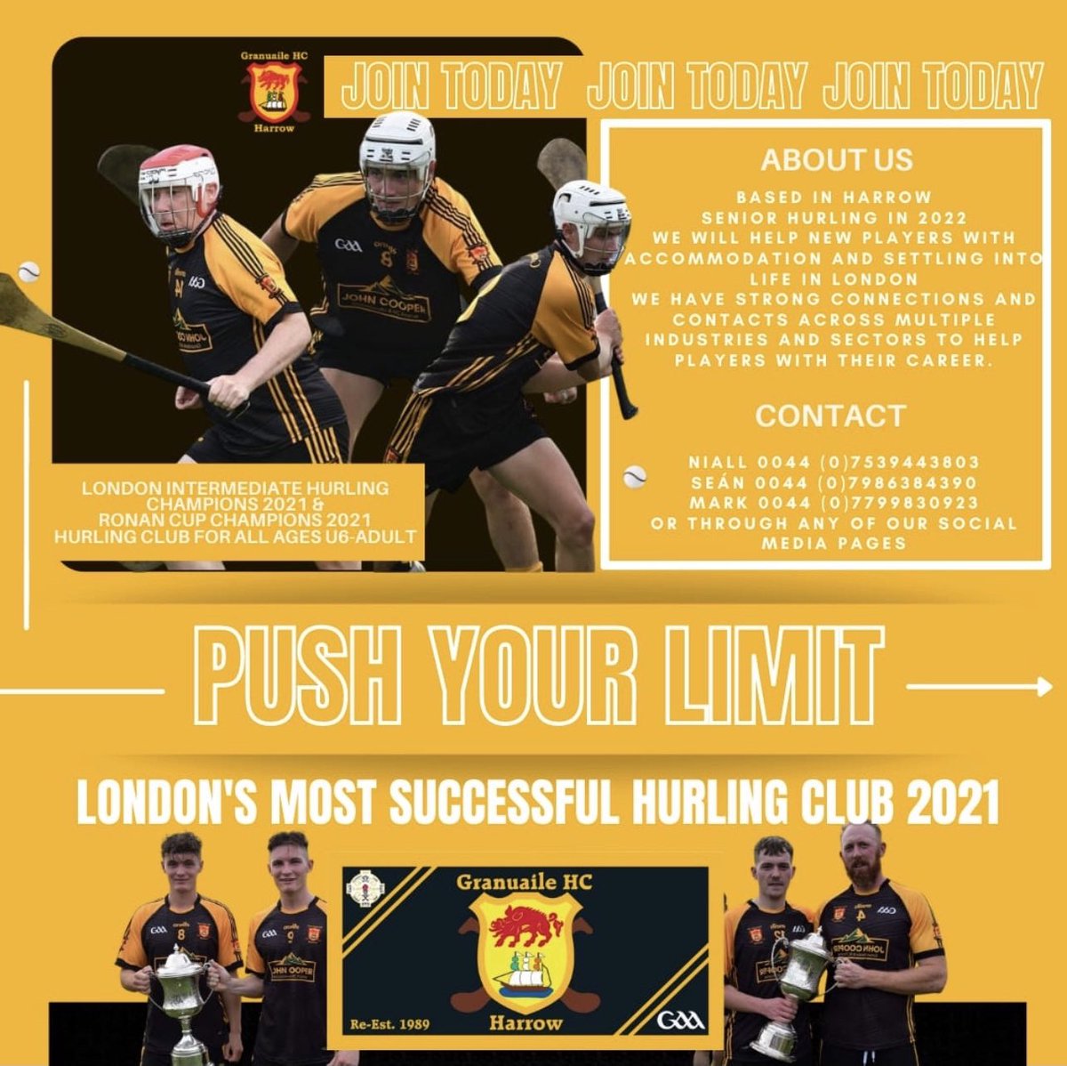 We are currently recruiting players for the 2022 championship which commences at the end of July. If you are interested in coming to London and playing senior hurling please get in touch! Granuaile Abú ⚫️🟠⚫️🟠⚫️ #londongaa #hurling #london