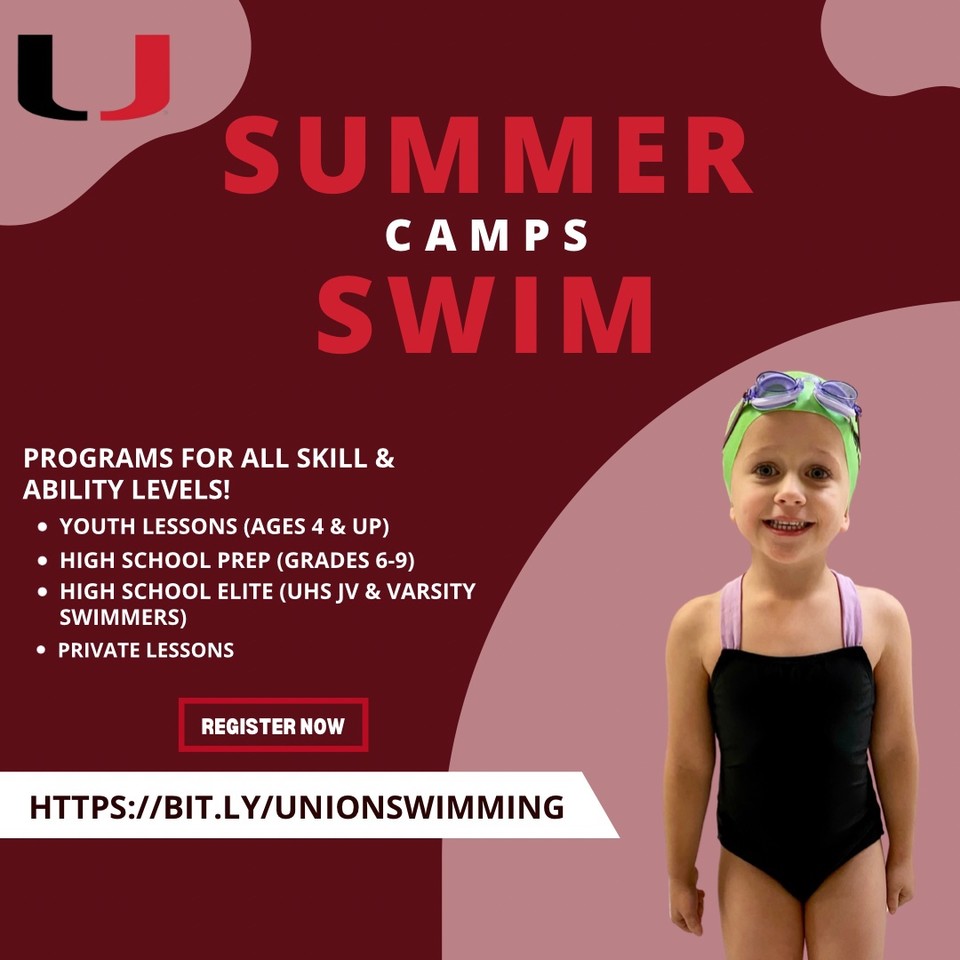 Have you signed up for our summer swim camps yet? Youth lessons (ages 4 &amp; up) and High School Prep classes (grades 6-9) classes start Monday morning at Union’s pool! Sign up today! bit.ly/unionswimming
