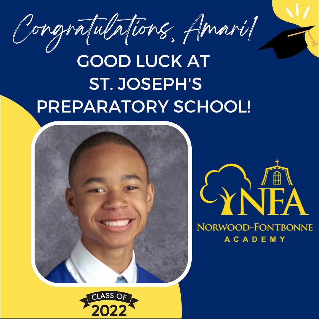 nfa1920's tweet photo. We are #NFAProud of Amari and all of his accomplishments at NFA! Good luck next year at St. Joseph's Preparatory School! https://t.co/0gby2gsI2a
