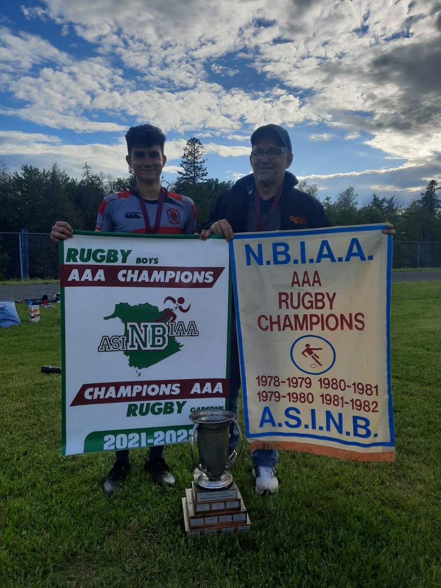Congratulations to the Vair family on winning their second rugby banner - it may be 40 years apart, but what a feeling! The smiles tell it all! ⁦<a href="/SJHighSchool/">SJHS</a>⁩ ⁦<a href="/SJHighAlumni/">Saint John High School Alumni</a>⁩