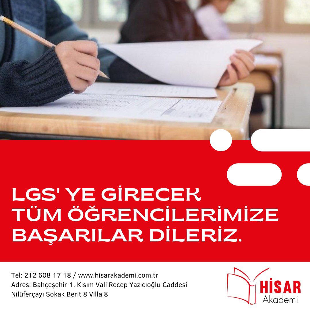 LGS’ye girecek tüm öğrencilerimize başarılar dileriz. 
<a href="/HisarAkademi/">Hisar Akademi</a>